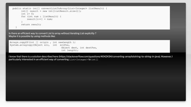 An efficient way to convert ListInteger to int[] ( array ) without iteration смотреть онлайн
