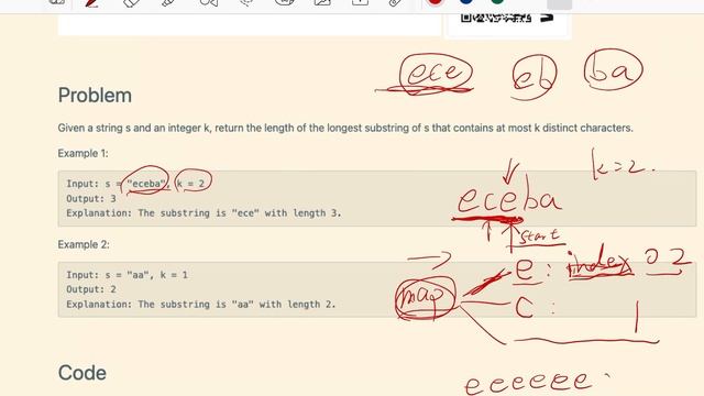 贾考博 LeetCode 340. Longest Substring with At Most K Distinct Characters смотреть онлайн