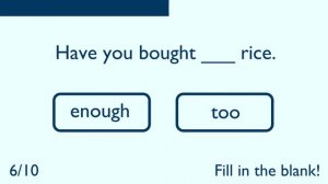Too / enough | Grammar quiz