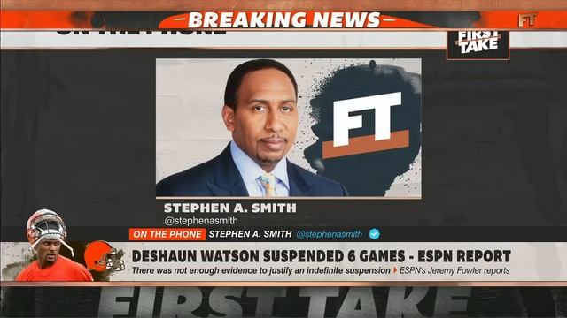 Stephen A. reacts to Deshaun Watson’s 6-game suspension | First Take смотреть онлайн
