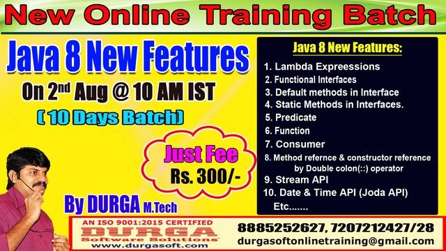 Java 8 New Features Online Training On 2nd AUG @ 10:00AM IST by Durga смотреть онлайн
