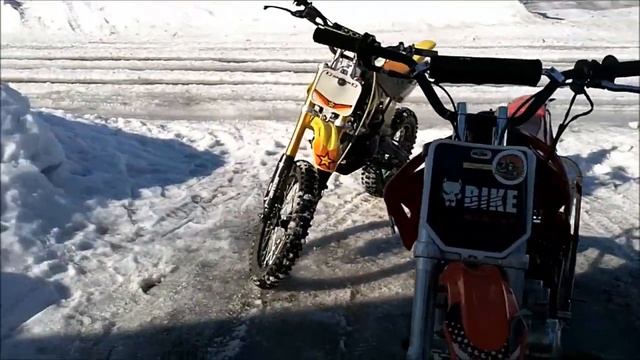 Питбайк из лета в зиму, из зимы в лето. Бюджетный вариант сноубайка смотреть онлайн