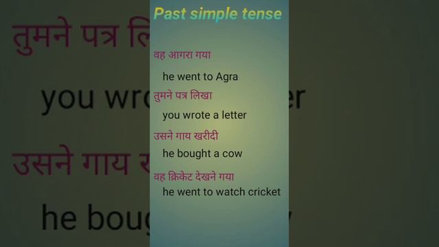 Simple past tense example/ Hindi to English translation#daily uses sentences. смотреть онлайн