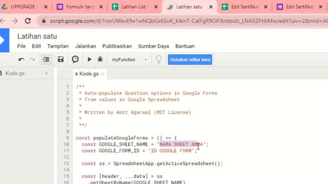 MEMBUAT LIST DALAM GOOGLE FORMS DENGAN DATA DARI SPREADSHEETS смотреть онлайн