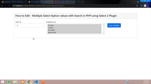 How to Edit & Update multiple select option using select2 plugin in PHP | PHP Tutorial - 27 смотреть онлайн