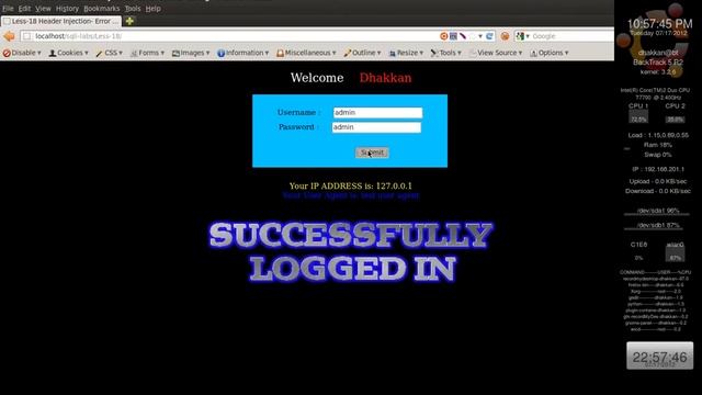 sqli-labs series part 15 (injection in INSERT QUERY) смотреть онлайн