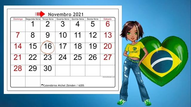 calendário virtual dia 16 de NOVEMBRO terça -feira смотреть онлайн