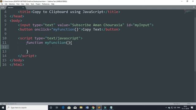 How to Copy Text to Clipboard using JavaScript || Aman Chourasia || Coding Made Simpler || смотреть онлайн