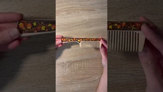 Расческа для волос деревянная хохлома