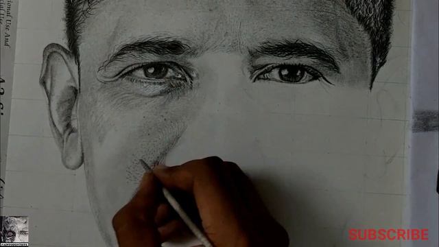 Hyper realistic drawing of Barack Obama | Pencil sketch | Skin texture tutorial смотреть онлайн