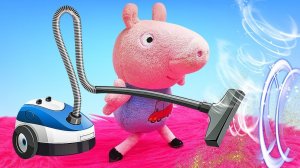 Видео для детей про уборку — Джордж в поисках рюкзака — Игрушки Свинка Пеппа на русском языке