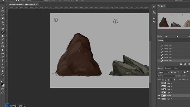 Rock Painting Tutorial - Digital Painting Basics - Concept Art смотреть онлайн