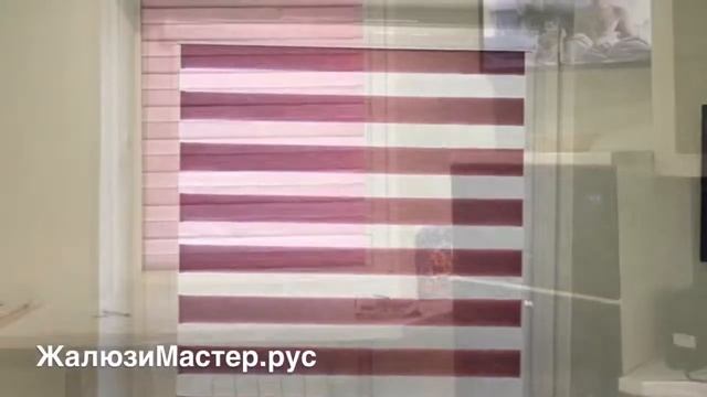 Рулонные жалюзи Зебра день-ночь с направляющими для пластиковых окон смотреть онлайн