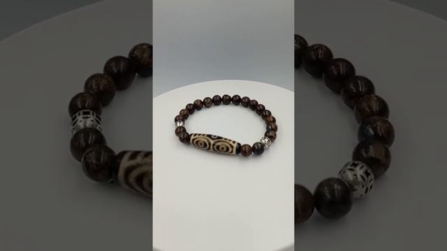 6 Глаз Дракона Дзи (браслет бронзит-серебро)