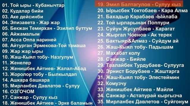 ХИТ БОЛГОН ТОЙ ЫРЛАРЫ 4-ЧЫГАРЫЛЫШ / ТОЙЛОРДО ЖАНЫРГАН СИЗ КУТКОН ЫР ЖЫЙНАК 35 ЫР / ТОЙ ЫРЛАРЫ смотреть онлайн