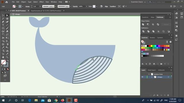 Whale tutorial in Adobe Illustrator 2020 смотреть онлайн