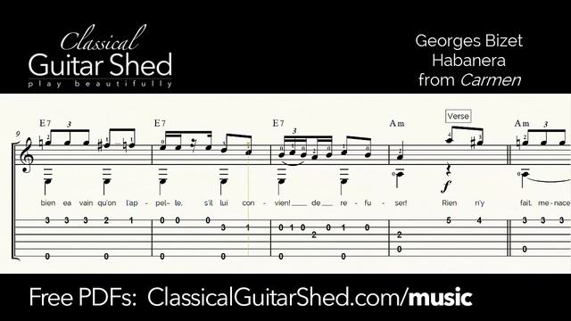Bizet: Habanera - Free Classical Guitar Sheet Music смотреть онлайн