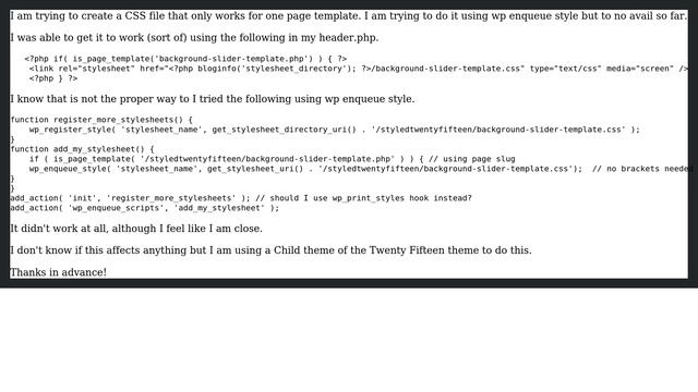 Wordpress: Using wp enqueue style to create a CSS file specifically for a page template смотреть онлайн
