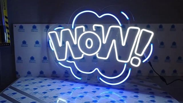 Огляд як світить Неонова Led вивіска Wow (Ого) 600х410 мм світлодіодна смотреть онлайн