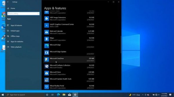unistall microsoft onedrive windows 10