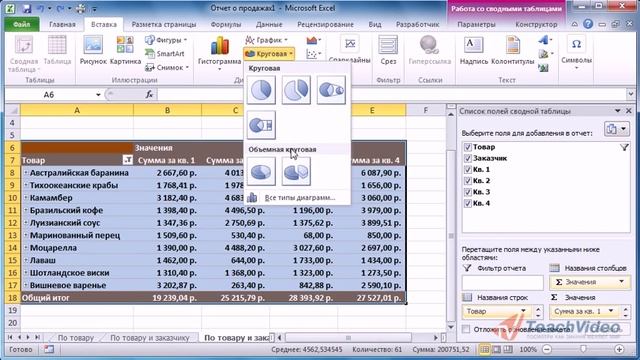 Сводные диаграммы в Microsoft Office Excel 2010 (38/50) смотреть онлайн
