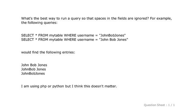 MySQL : Query that ignore the spaces смотреть онлайн