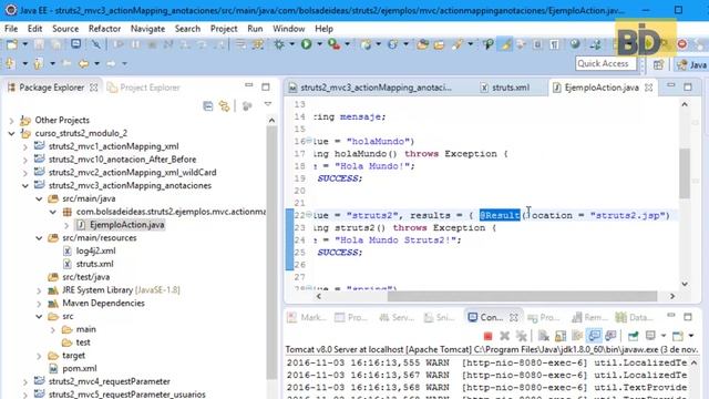 Curso Struts 2 - Módulo 2: Mapping usando Anotaciones en clase Action смотреть онлайн