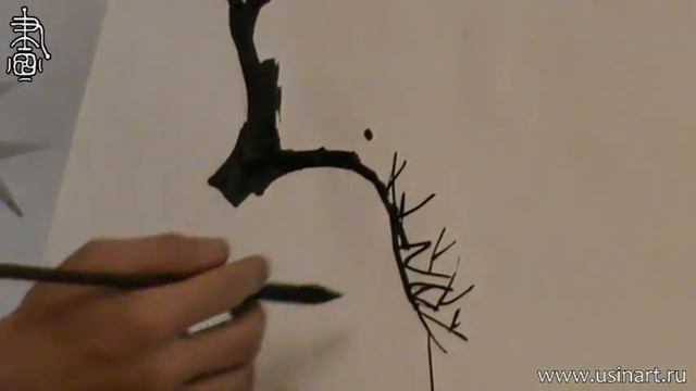 Обучение рисованию деревьев при помощи живописи у-син. Часть 8 _Дерево ритмы от ствола к ветвям смотреть онлайн
