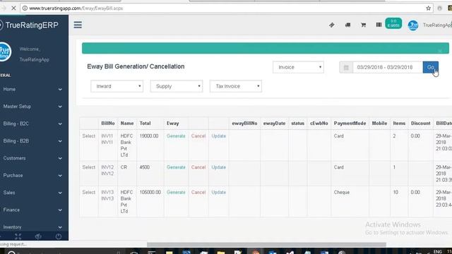 Eway Bill Generation, Json Creation and Uploading to Portal - TrueRatingERP in Hindi смотреть онлайн