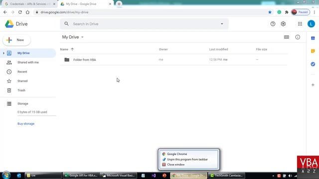 Integrate VBA Project With Google Drive Using GoogleApisVBA Library - Basic Version
