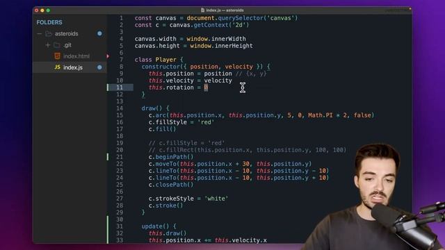 Build an Asteroids Game Using JavaScript #3 - Moving the Player смотреть онлайн