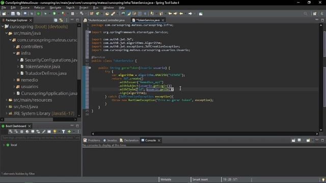 Aula 29 Springboot (COMO CRIAR UM JWT TOKEN?) смотреть онлайн