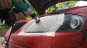 Очищаем фары авто от желтого налета. Полировка фар своими руками. Кустарный но эффективный метод.