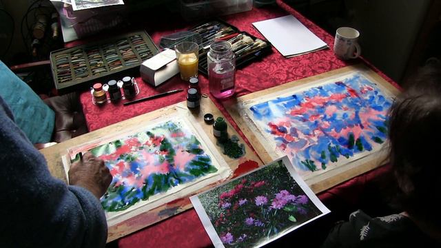 Hemma. An introductory lesson using - Water, inks & pastels. Rhododendrons смотреть онлайн