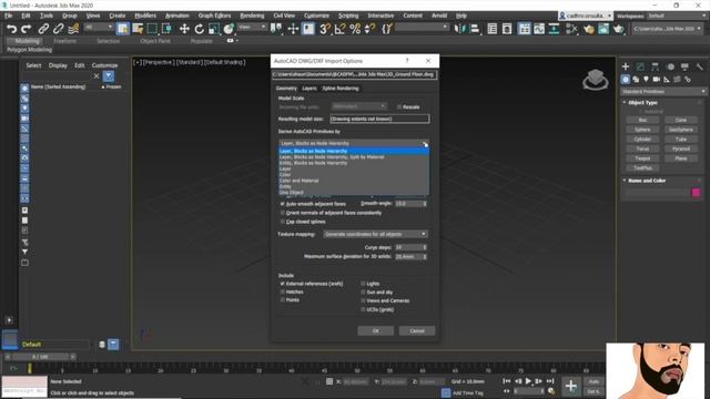 importing 2D project from AutoCAD to 3dsMax смотреть онлайн
