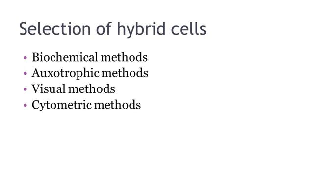 Techniques Of Selection Of Hybrid Cells
