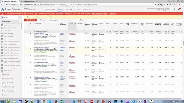 Анализ эффективности и CTR объявлений в Google Adwords - Шаг #14.2 смотреть онлайн