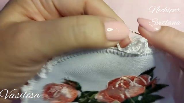 1 из 2. Салфетка декоративная крючком. Обвязка элемента с вышивкой. смотреть онлайн