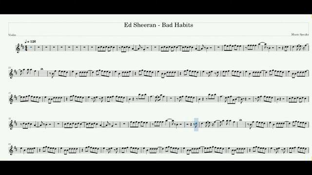 Ed Sheeran - Bad Habits Violin Plays Along Sheet Music