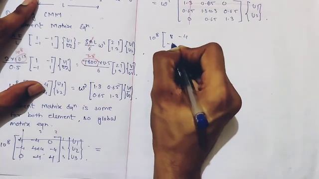 Axial vibration of Bar: 2 Element Mesh (Consistent Mass Matrix) (Hindi) смотреть онлайн