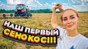 Наш ПЕРВЫЙ Сенокос!!! Грабли ПАЛЕХАГРОМАШ в работе | Молодая Ферма