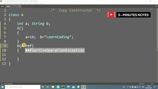 Use of Copy Constructor in java | 5 Minute Notes смотреть онлайн