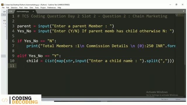tcs nqt python coding questions * Chain Marketing * asked in 2022 #tcs #nqt #python #tcsnqt #coding смотреть онлайн