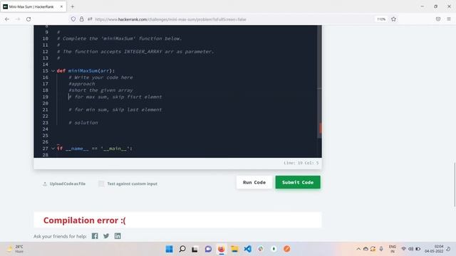 Mini Max Sum | HackerRank | Python смотреть онлайн
