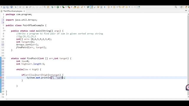 Find pairs of sum from given integer array- java смотреть онлайн