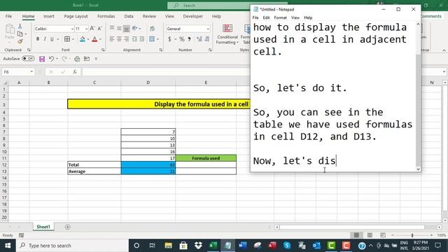 Excel: Display The Formula Used In A Cell In Adjacent Cell