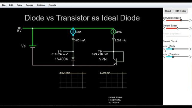 Diode vs Transistor as ideal diode - software simulated смотреть онлайн