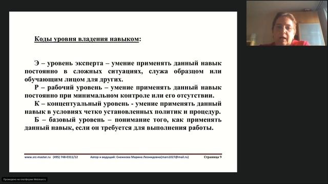 Как выглядит описание компетенций? Код важности и код уровня владения смотреть онлайн