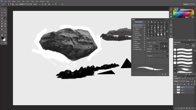 How To Create Custom Brush in Photoshop (Rock & Mountains) pt.1 смотреть онлайн