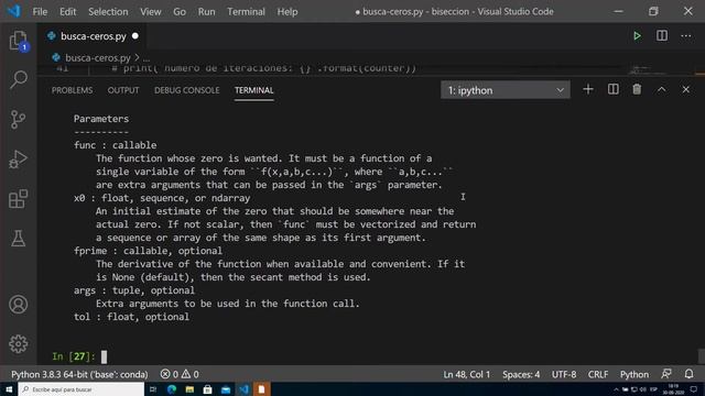 S1.11 Demo práctico de comparación métodos para encontrar raíces - scipy.optimize смотреть онлайн